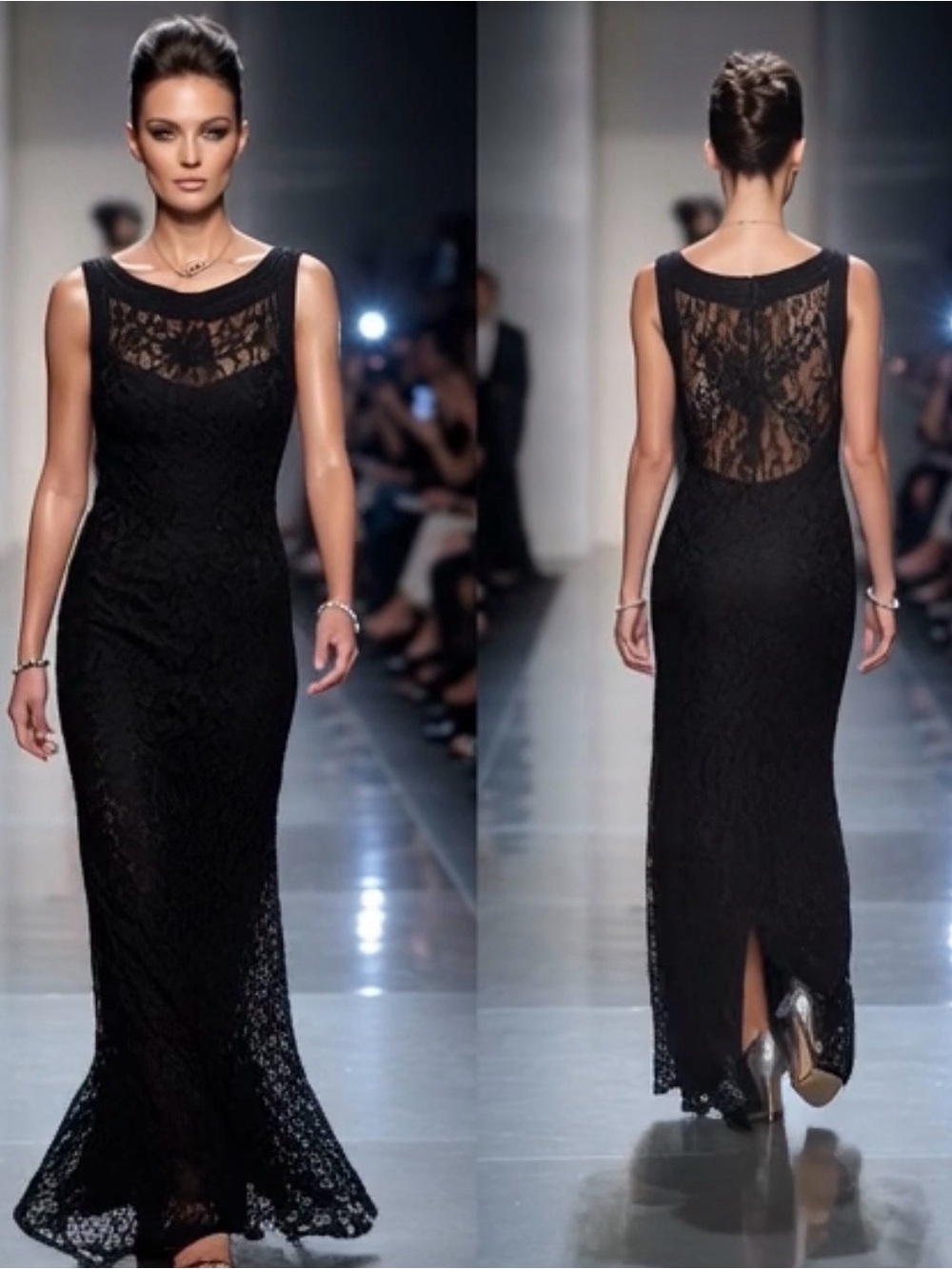 🖤Elegant Black Lace Evening Gown - Classic Women's Dress🖤